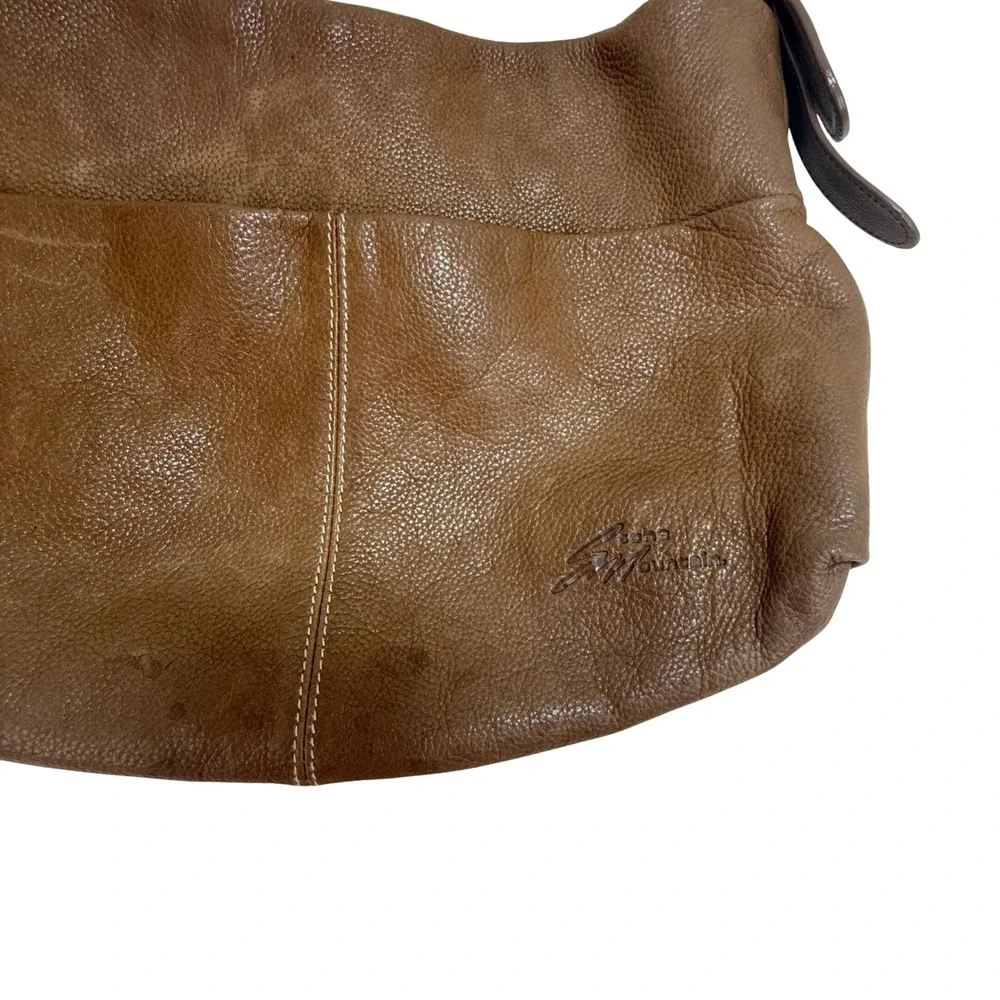 Stone Mountain Leather Shoulder Bag Medium Brown Buckle Strap Boho Classic Hobo
